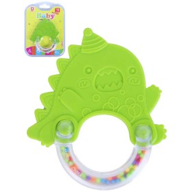 Chrastítko a kousátko Baby dinosaurus zelený plastové na kartě pro miminko