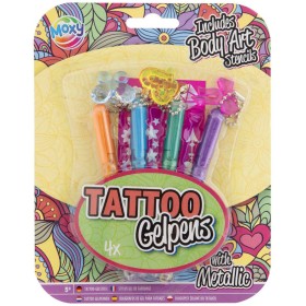 Pera gelová tetovací metalická set 4 barvy se šablonami a přívěsky