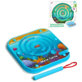 Hra kuličkový labyrint bludiště s magnetickým perem 2 barvy plast