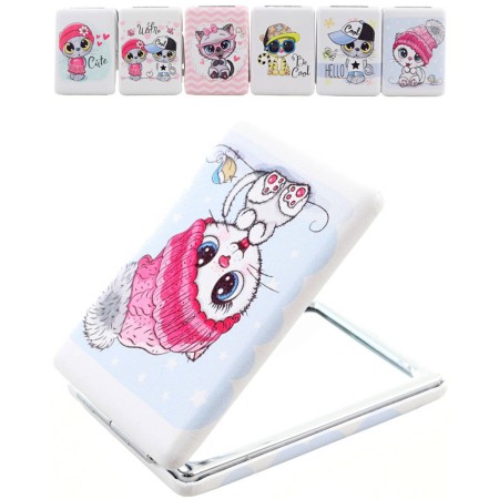 Zrcátko dětské kapesní rozkládací oboustranné zvířátka 6 druhů