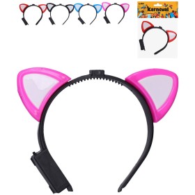 KARNEVAL Čelenka s ušima na baterie 4 barvy Světlo