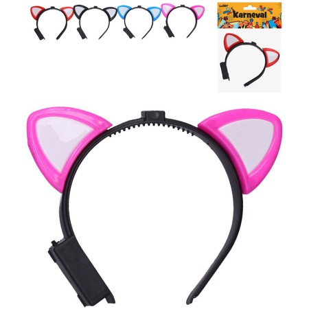 KARNEVAL Čelenka s ušima na baterie 4 barvy Světlo