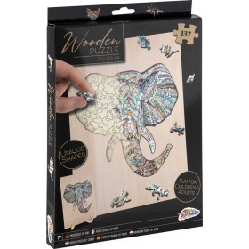 DŘEVO Puzzle obrysové na desce Slon 137 dílků set skládačka se stojánkem