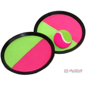 ACRA Hra Catch ball set 2 talíře s míčkem na suchý zip 20cm