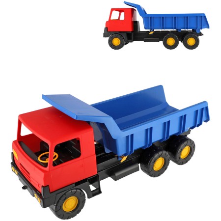 Auto nákladní T815 sklápěčka s korbou na písek 73cm modro/červená