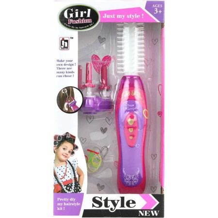 Dětská kulma a zaplétač na vlasy 2v1 set s gumičkami na baterie