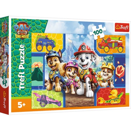 TREFL PUZZLE Štěňata a dinosauři Tlapková Patrola 41x28cm 100 dílků skládačka