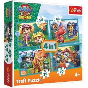 TREFL PUZZLE Příběhy z ostrova dinosaurů Tlapková Patrola 21x29cm 4v1