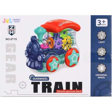 Lokomotiva narážecí s ozubenými kolečky na baterie průhledná Světlo Zvuk