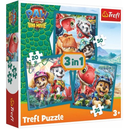 TREFL PUZZLE Dinosauří ostrov Tlapková Patrola 20x20cm skládačka 3v1