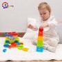Autobus baby vkládačka volný chod + pyramida skládací kalíšky barevné