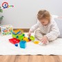 Autobus baby vkládačka volný chod + pyramida skládací kalíšky barevné