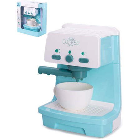 Kávovar dětský modrý pákový set se šálkem na baterie Světlo Zvuk