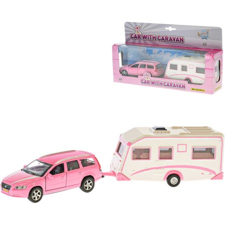 Set auto Volvo V70 + karavan 30cm model kovový zpětný chod v krabici