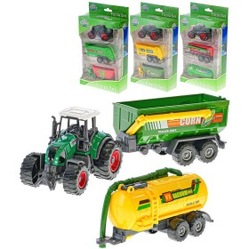 Traktor 9cm set se 2 vlečkami 4 druhy plast v krabici
