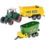 Traktor 9cm set se 2 vlečkami 4 druhy plast v krabici