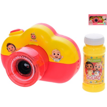 Bublifukovač Cocomelon fotoaparát 13cm set bublifuk s náplní na baterie