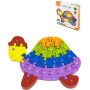 DŘEVO 3D Puzzle skládačka želva 24cm s abecedou 26 dílků v krabici