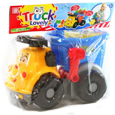 Auto baby veselé nákladní 26cm set s kostkami sklápěčka s obličejem plast