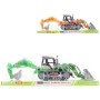 Traktor 43cm bagr stavební pásový se 2 lžícemi 2 barvy blister plast