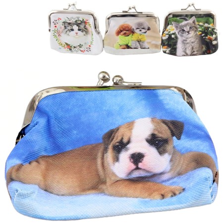 Peněženka dětská zvířátka mazlíčci 9x8,5cm kovové zapínání 4 druhy