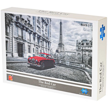 PUZZLE 1000 dílků Červené auto foto 70x50cm skládačka v krabici
