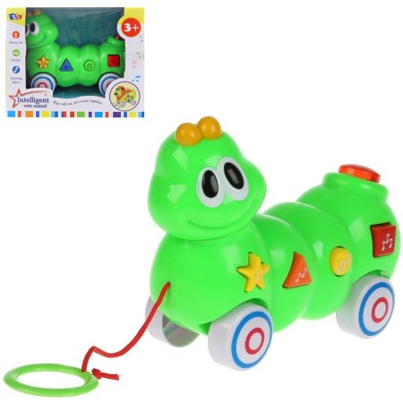 Housenka baby tahací plastové zvířátko pro miminko na baterie Světlo Zvuk