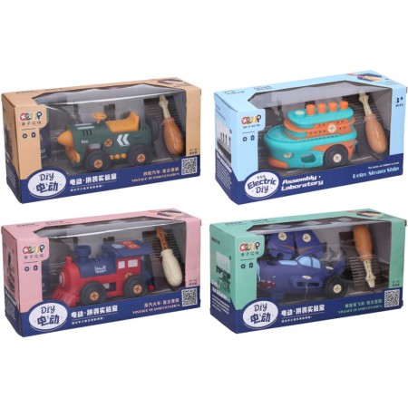 Auto šroubovací 15cm na baterie set s nástrojem k sestavení 4 druhy
