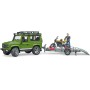 BRUDER 02589 Auto Land Rover set s přívěsem a motoycklem Ducati s figurkou jezdce