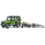 BRUDER 02589 Auto Land Rover set s přívěsem a motoycklem Ducati s figurkou jezdce