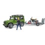 BRUDER 02589 Auto Land Rover set s přívěsem a motoycklem Ducati s figurkou jezdce