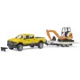 BRUDER 02546 RAM Auto terénní servisní set s minibagrem a přívěsem