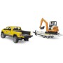 BRUDER 02546 RAM Auto terénní servisní set s minibagrem a přívěsem