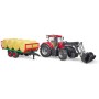 BRUDER 03198 Set traktor CASE IH Optum 300 CVX + čelní nakladač a přepravník balíků