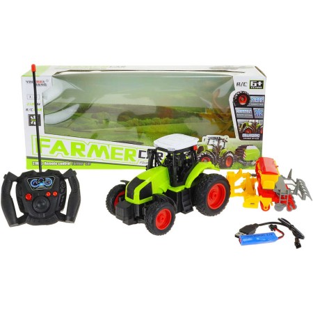 RC Traktor s lištou na vysílačku 27MHz 1:16 na baterie USB Světlo Zvuk
