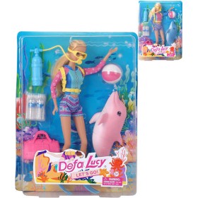Panenka Defa Lucy potápěčka 29cm set s delfínem a doplňky 2 barvy