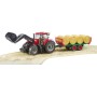 BRUDER 03198 Set traktor CASE IH Optum 300 CVX + čelní nakladač a přepravník balíků