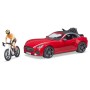 BRUDER 03485 Auto Dodge set s jízdním kolem a figurkou cyklistky