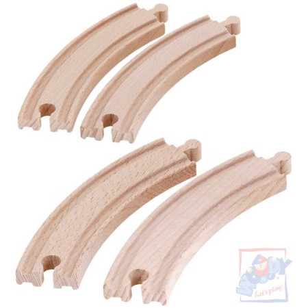 WOODY DŘEVO Kolej kulatá dlouhá oblouk set 4ks příslušenství k vláčkodráze
