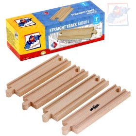 WOODY DŘEVO Kolej rovná střední set 4ks příslušenství k vláčkodráze
