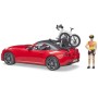 BRUDER 03485 Auto Dodge set s jízdním kolem a figurkou cyklistky