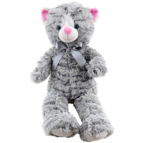 PLYŠ Kočka mourovatá s mašlí 55cm šedá *PLYŠOVÉ HRAČKY*