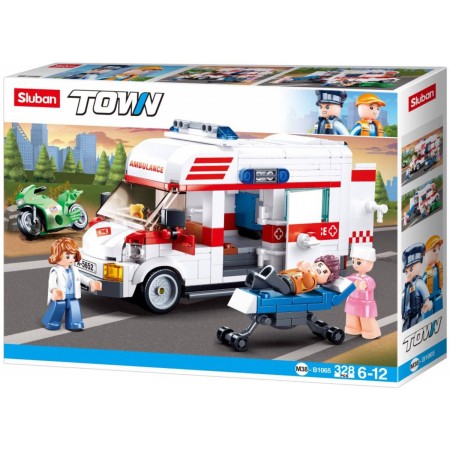 SLUBAN TOWN Auto sanitka 328 dílků + 3 figurky STAVEBNICE