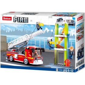 SLUBAN Fire Auto s teleskopickým žebříkem 343 dílků + 3 figurky STAVEBNICE