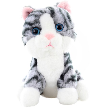 PLYŠ Kočička šedo-bílá 15cm mourek *PLYŠOVÉ HRAČKY*
