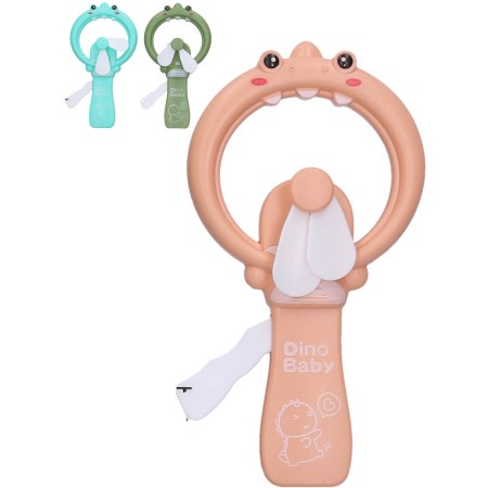 Větráček do ruky dino manuální dětský větrák zvířátko 3 barvy
