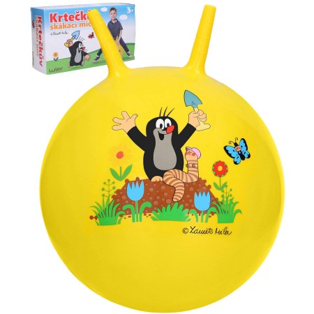 KRTEK (Krteček) Míč skákací 40cm žluté dětské hopsadlo s držadly