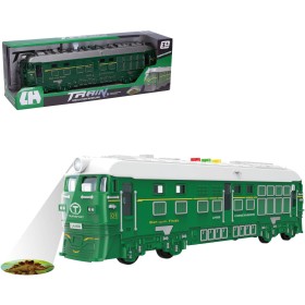 Vlak lokomotiva zelená na setrvačník s projekcí na baterie Světlo Zvuk