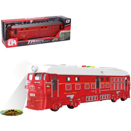 Vlak lokomotiva červená na setrvačník s projekcí na baterie Světlo Zvuk
