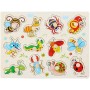 DŘEVO Vkládačka hmyz puzzle vkládací 12 dílků s úchyty na desce